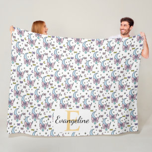 Personalized Magical Moon Bow Pastel Pattern Fleece Blanket