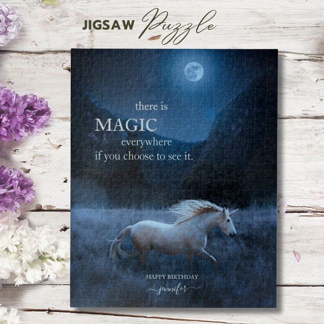 Personalized Magical Moonlight Unicorn Jigsaw Puzzle (Personalized Magical Moonlight Unicorn Jigsaw Puzzle)