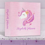 Personalized Magical Pink Glitter Unicorn Face  Binder<br><div class="desc">A pretty,  magical unicorn face decorates this back to school homework binder. Add your name on the front,  back and the spine. Designed for you by Blackberry Boulevard.</div>