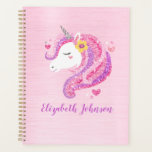 Personalized Magical Pink Glitter Unicorn Face  Planner<br><div class="desc">A pretty,  magical unicorn face decorates this back to school daily planner. Add your name on the front,  back. Designed for you by Blackberry Boulevard.</div>