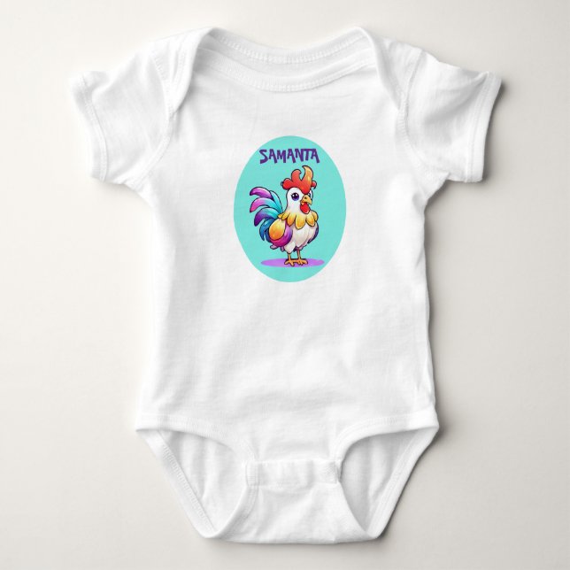 Personalized Magical Rooster Baby Bodysuit (Front)