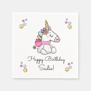Personalized Magical Stuffed Unicorn Birthday Napkin