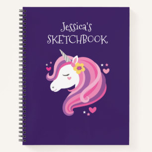 Personalized Magical Unicorn Artist Sketchbook Notebook