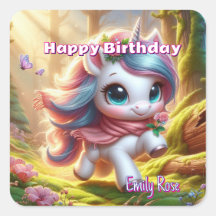 Personalized Magical Unicorn Birthday Stickers