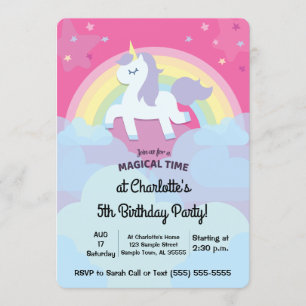 Personalized Magical Unicorn Birthday with Photo Invitation