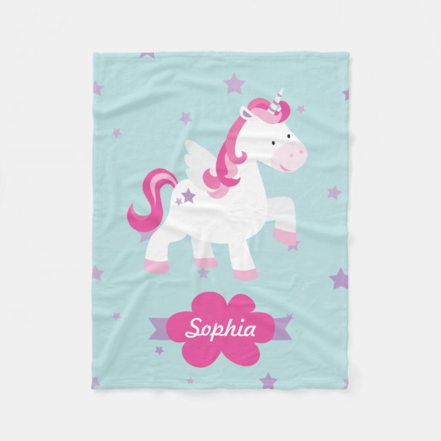 Personalized Magical Unicorn Fleece Blanket (Front)