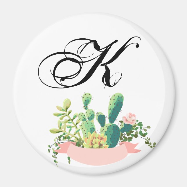 Personalized Magnet Bohemian Cactus Succulents Des (Front)