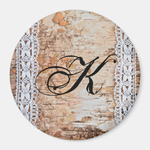 Personalized Magnet Country Barn Wood Lace Trim Ed