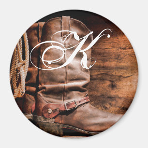 Personalized Magnet Cowboy Boots Barn Wood Rustic