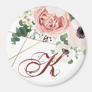 Personalized Magnet Geometric Garden Rose Anemone