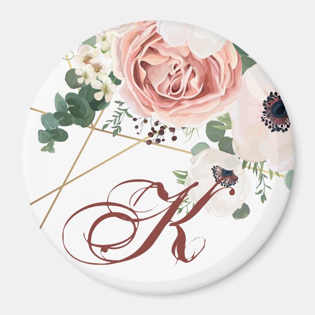 Personalized Magnet Geometric Garden Rose Anemone (Front)