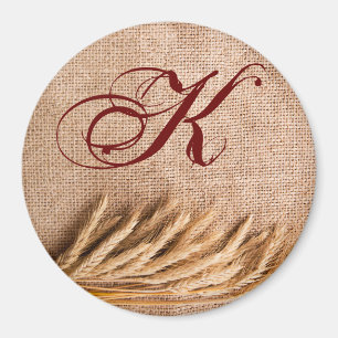 Personalized Magnet Wheat on Burlap Sack Country R
