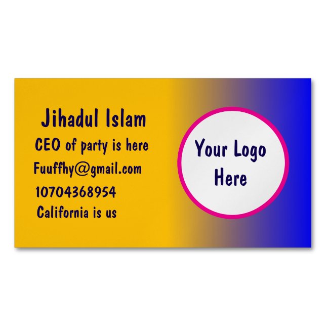 Personalized  	Magnetic business card (Front)