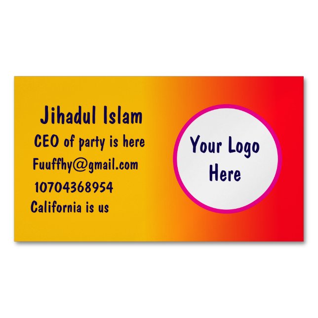 Personalized  	Magnetic business card (Front)