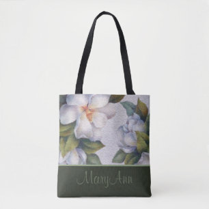 Personalized Magnolia Blooms Sage Green Classic Tote Bag