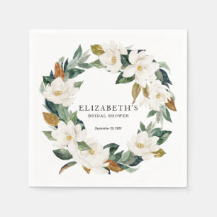 Personalized Magnolia Bridal Shower Napkins