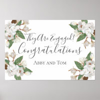 Personalized Magnolia Floral Botanical Engagement