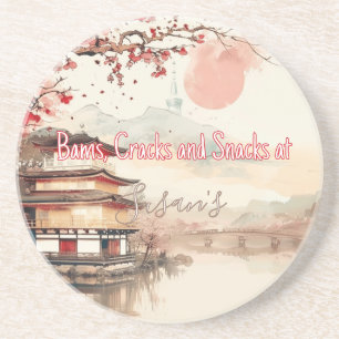 Personalized Mahjong Bams Cracks and Snacks Japan Coaster