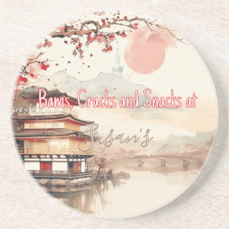 Personalized Mahjong Bams Cracks and Snacks Japan Coaster