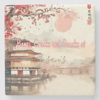Personalized Mahjong Bams Cracks and Snacks Japan Stone Coaster