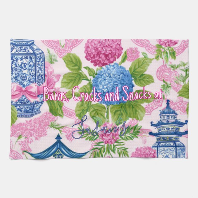 Personalized Mahjong Bams Cracks and Snacks Kitchen Towel (Horizontal)