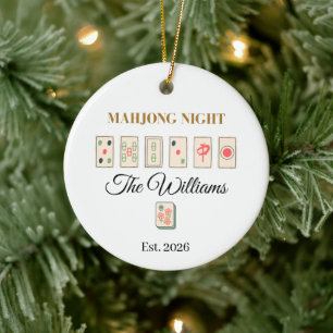 Personalized Mahjong Christmas Ceramic Ornament