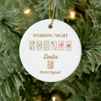 Personalized Mahjong Christmas - Group Name Ceramic Ornament