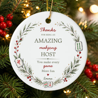 Personalized Mahjong Host Thank You Gift Ceramic Ornament