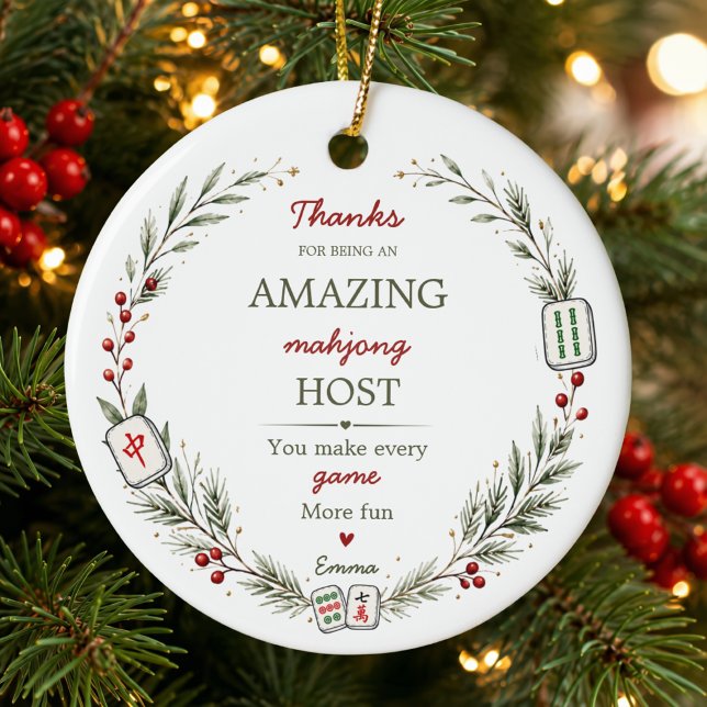 Personalized Mahjong Host Thank You Gift Ceramic Ornament (Creator Uploaded)