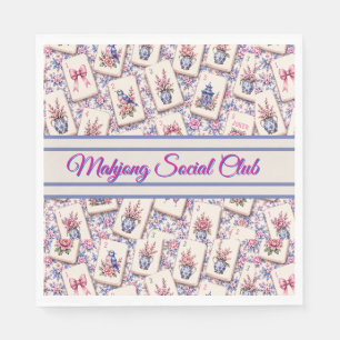 Personalized Mahjong Pink And Blue Napkin