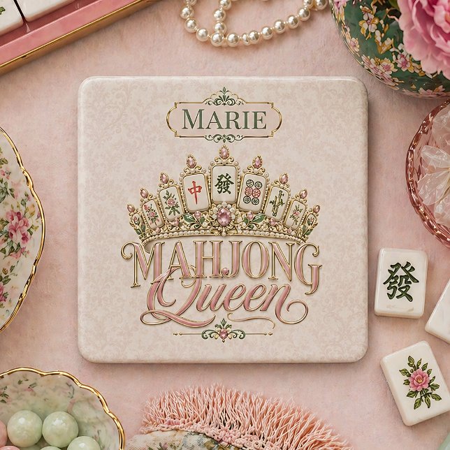 Personalized Mahjong Queen Coaster Gift (Creator Uploaded)