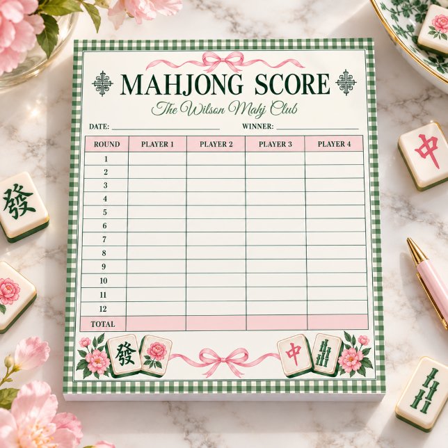 Personalized Mahjong Score Sheet Notepad (Personalized Mahjong Score Sheet Notepad
)