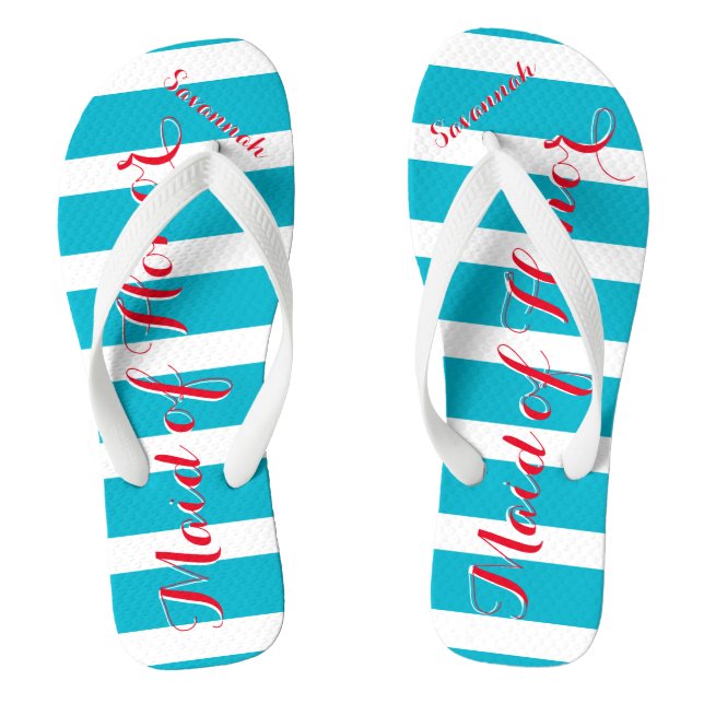 Personalized Maid of Honour Aqua or Any Colour Flip Flops (Footbed)