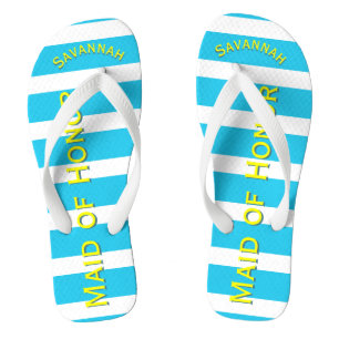 Personalized Maid of Honour Aqua Yellow Any Colour Flip Flops