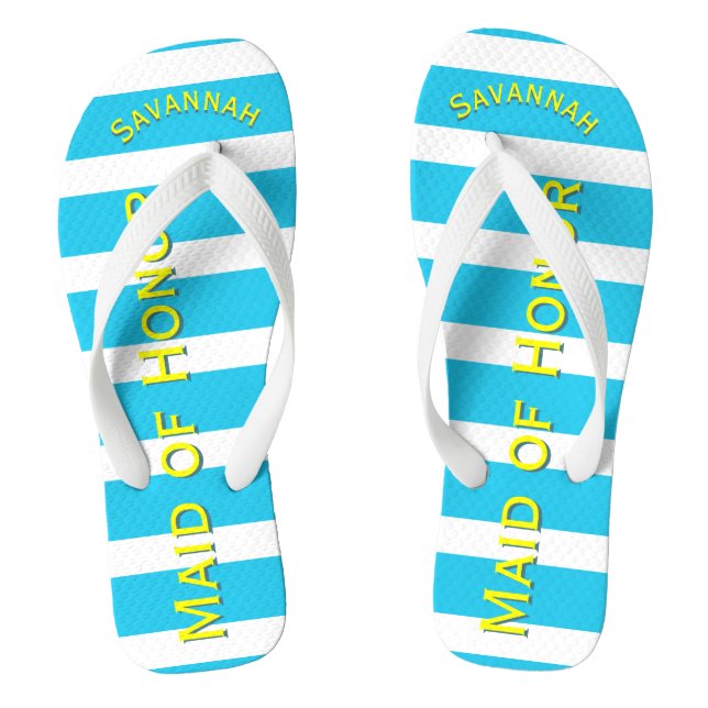 Personalized Maid of Honour Aqua Yellow Any Colour Flip Flops (Footbed)