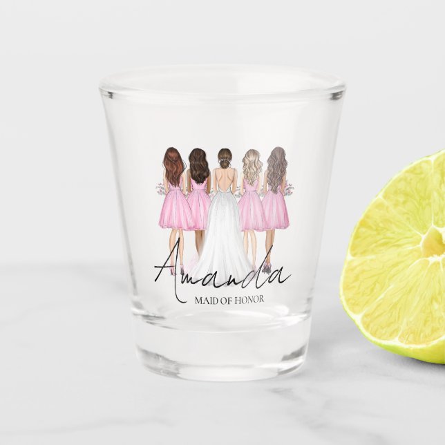 Personalized Maid Of Honour Custom Name Gift Shot Glass (Front)