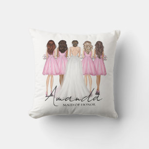 Personalized Maid Of Honour Custom Name Gift Throw Pillow