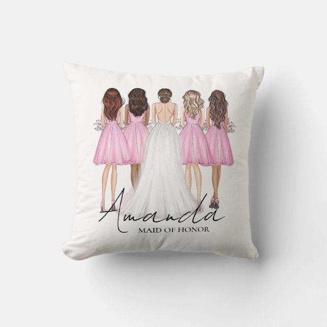 Personalized Maid Of Honour Custom Name Gift Throw Pillow (Front)