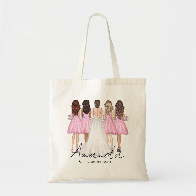 Personalized Maid Of Honour Custom Name Gift Tote Bag (Front)
