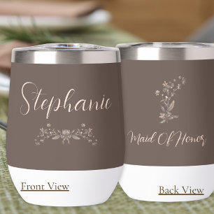 Personalized Maid of Honour Elegant Mocha Script