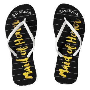Personalized Maid of Honour Faux Gold or Any Colou Flip Flops