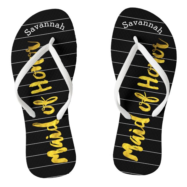 Personalized Maid of Honour Faux Gold or Any Colou Flip Flops (Footbed)