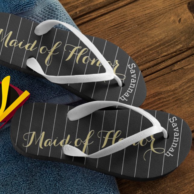 Personalized Maid of Honour Golden Yellow Flip Flops (Creator Uploaded)