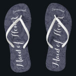 Personalized Maid of Honour Navyor Any Colour Flip Flops<br><div class="desc">Navy and White Damask Pattern - Change to Any Colour by clicking customize. And say anything you want. Make these one of a kind flip flops that have YOUR message on them. Be the talk of the beach! Personalized with your name or whatever and title or your text here. You...</div>