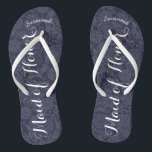 Personalized Maid of Honour Navyor Any Colour Flip Flops<br><div class="desc">Navy and White Damask Pattern - Change to Any Colour by clicking customize. And say anything you want. Make these one of a kind flip flops that have YOUR message on them. Be the talk of the beach! Personalized with your name or whatever and title or your text here. You...</div>
