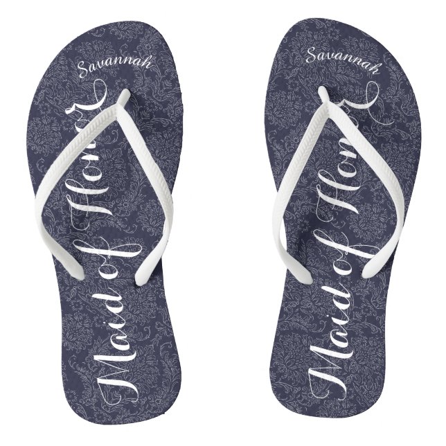 Personalized Maid of Honour Navyor Any Colour Flip Flops (Footbed)