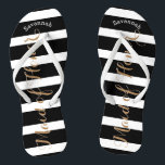 Personalized Maid of Honour or Any Colour Flip Flops<br><div class="desc">Blush Pink, Black and White Stripes Pattern - Change to Any Colour by clicking customize. And say anything you want. Make these one of a kind flip flops that have YOUR message on them. Be the talk of the beach! Personalized with your name or whatever and title or your text...</div>