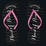 Personalized Maid of Honour PINK or Any Colour Flip Flops<br><div class="desc">White and Black Stripes Pattern - Change to Any Colour by clicking customize. And say anything you want. Make these one of a kind flip flops that have YOUR message on them. Be the talk of the beach! Personalized with your name or whatever and title or your text here. You...</div>