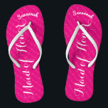 Personalized Maid of Honour Pink or Any Colour Flip Flops<br><div class="desc">Magenta Pink and White Stripes Pattern - Change to Any Colour by clicking customize. And say anything you want. Make these one of a kind flip flops that have YOUR message on them. Be the talk of the beach! Personalized with your name or whatever and title or your text here....</div>