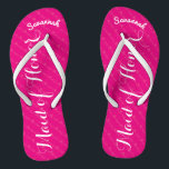 Personalized Maid of Honour Pink or Any Colour Flip Flops<br><div class="desc">Magenta Pink and White Stripes Pattern - Change to Any Colour by clicking customize. And say anything you want. Make these one of a kind flip flops that have YOUR message on them. Be the talk of the beach! Personalized with your name or whatever and title or your text here....</div>